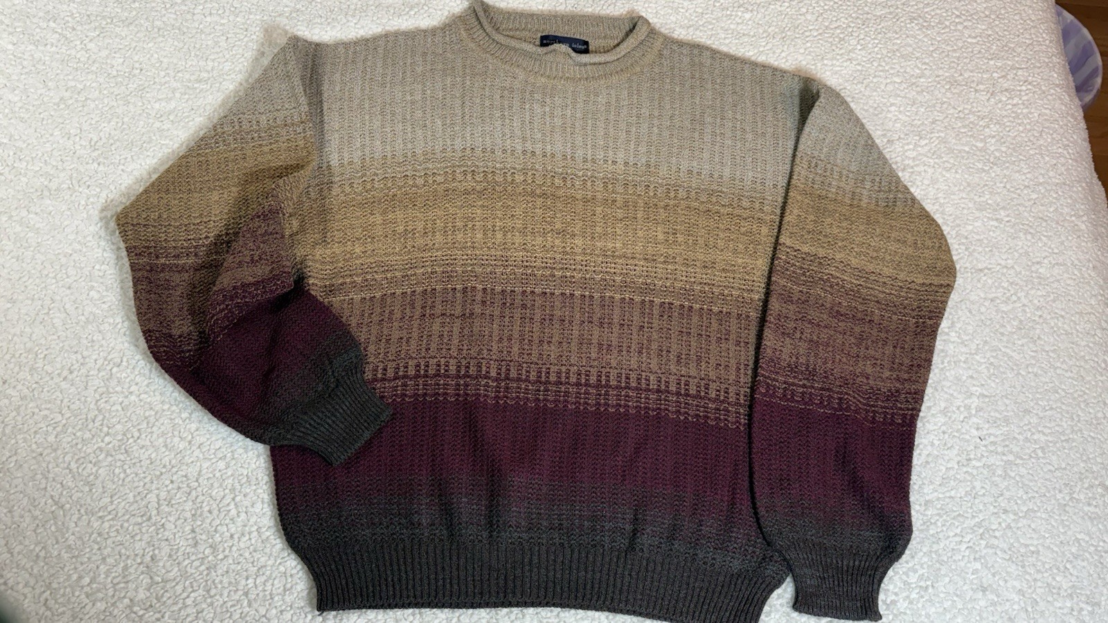 Northern Isles Men Sweater XL Crew Roll neck VTG 90’s Tan Color Fade Tan Grandpa