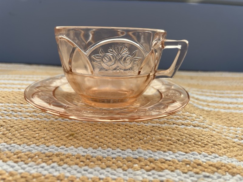 Authentic pink depression glass - Rosemary Dutch Rose by Federal Glass Co. 
