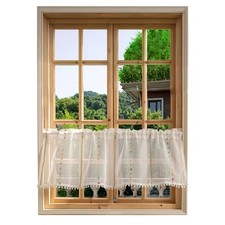 Boho Valance Curtains for Kitchen, Boho Tassel Kitchen Curtain, Rod Pocket Wi...