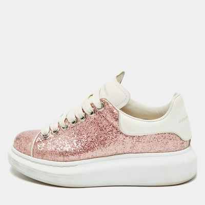 Alexander McQueen Pink White PVC And Glitter Oversized Lace Up Sneakers...