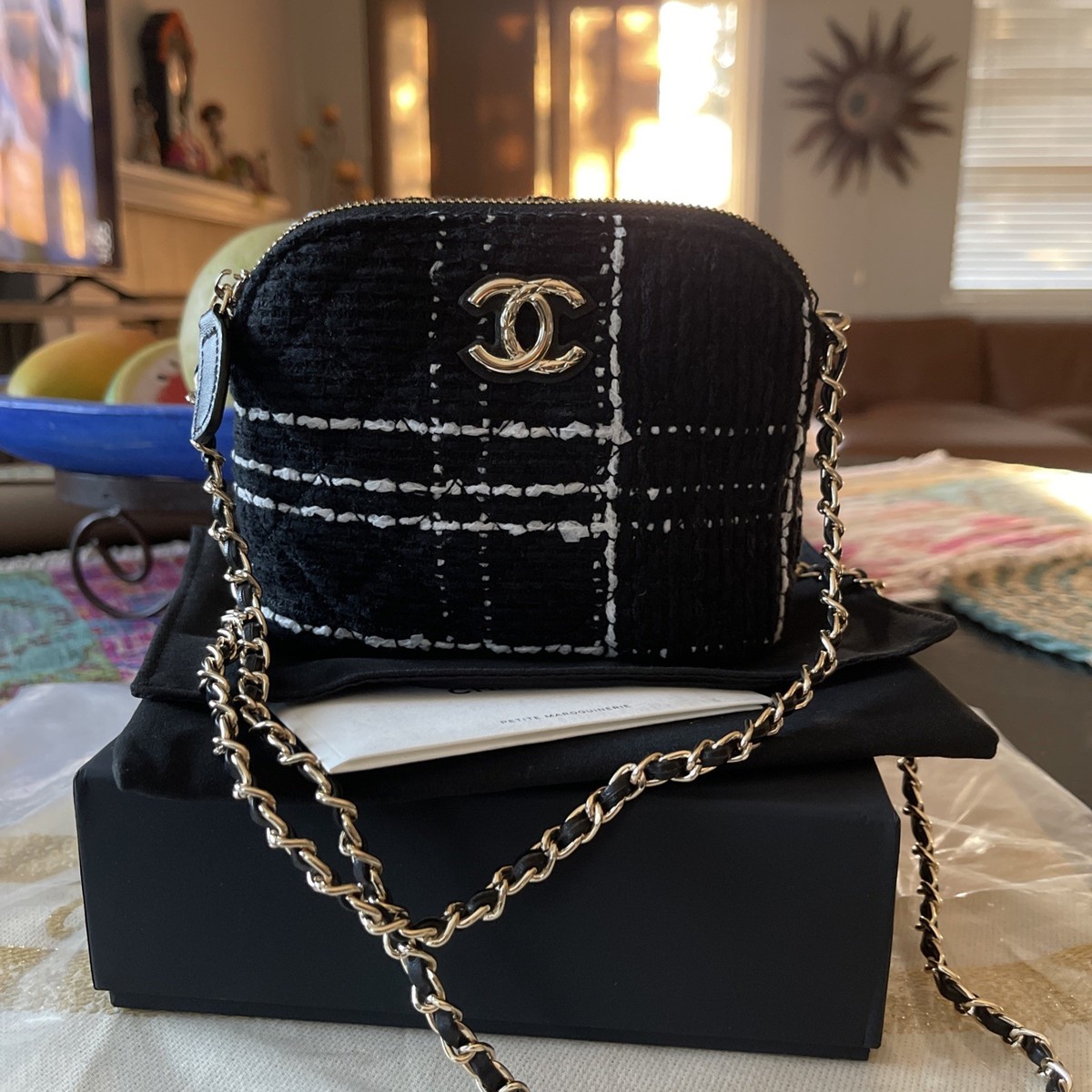 Chanel GWP/Novelty Bag Black Tweed Gold CC hardware