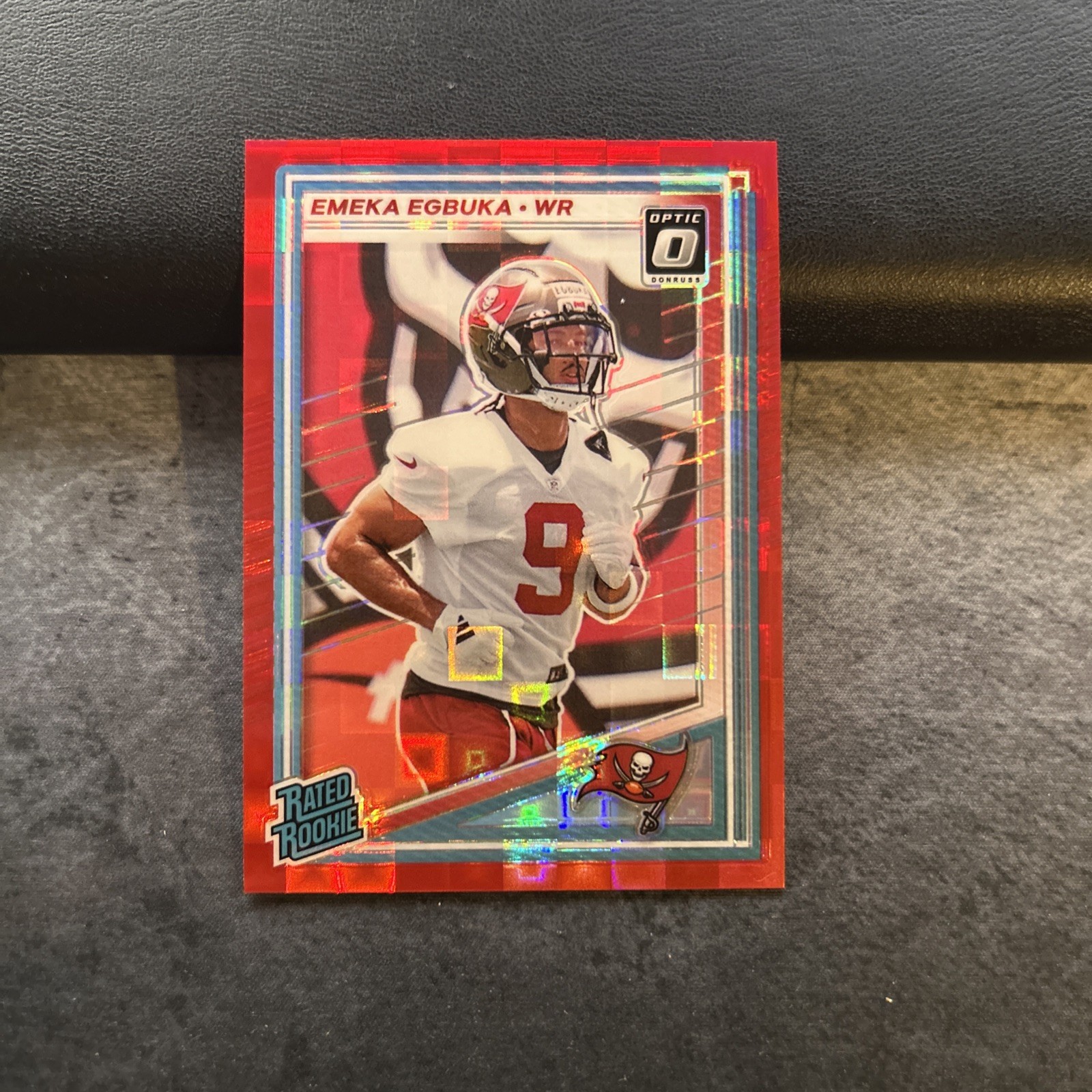 2025 Panini Donruss Rated Rookie Emeka Egbuka Optic Preview Red Pandora Prizm 