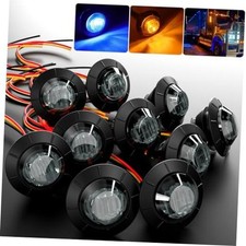 3/4" Round Trailer Marker LED Lights Amber to Blue Amber-Blue Smoked Lens