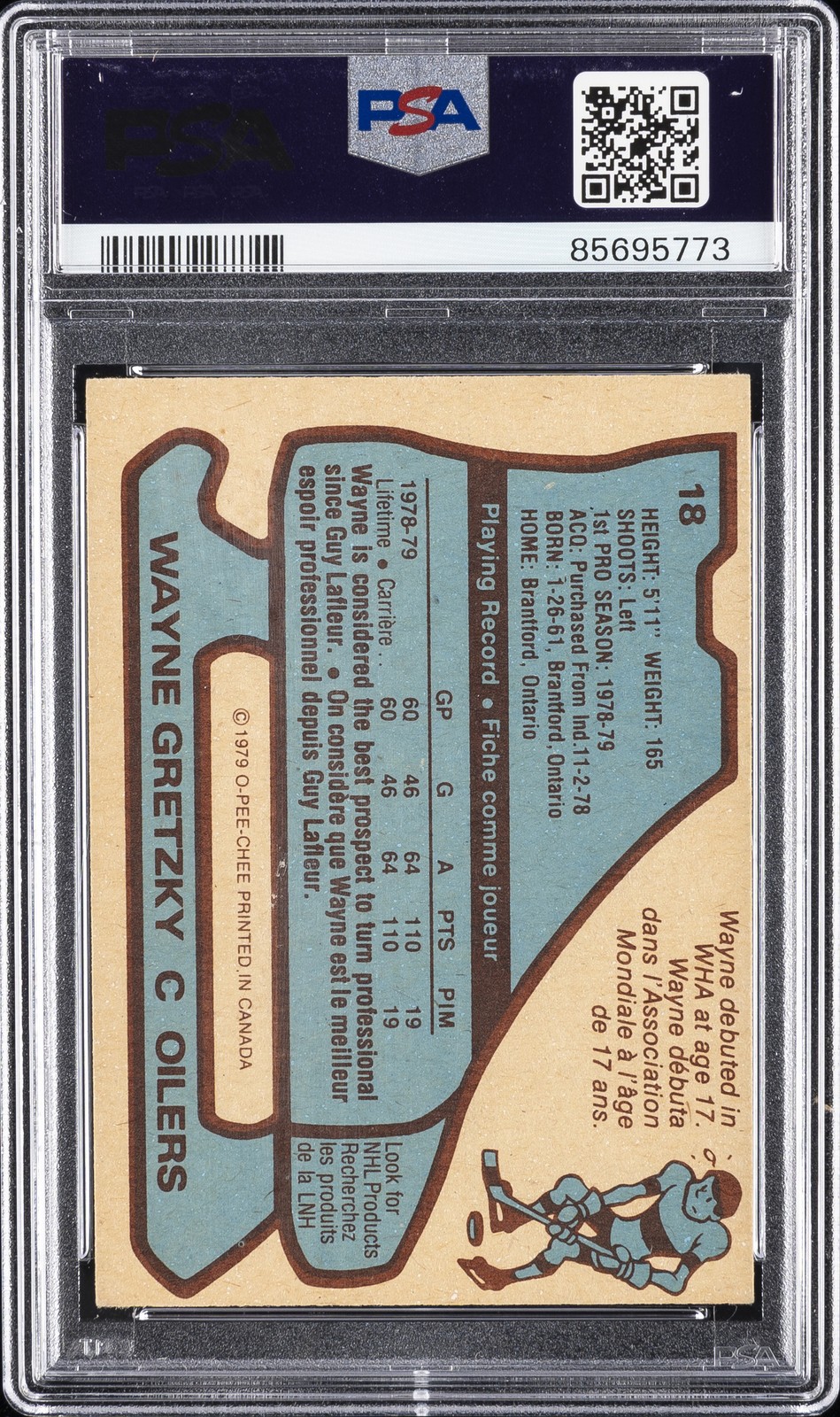 1979 O-PEE-CHEE #18 WAYNE GRETZKY ROOKIE RC PSA 6 view 2