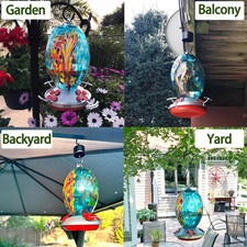 HAND-BLOWN GLASS 27OZ HUMMINGBIRD FEEDER OLIVE SERIES FOR OUTDOORS Muse Garden