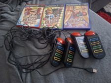 BUZZ: MUSIC, SPORTS & MEGA QUIZ INCLUDES 4 WIRED BUZZER CONTROLLERS PS2 BUNDLE