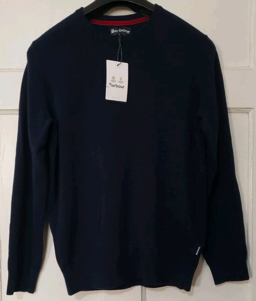 Suéter masculino Barbour Marlow gola redonda azul marinho lã merino/cashmere tamanho M - Imagem 2 de 4