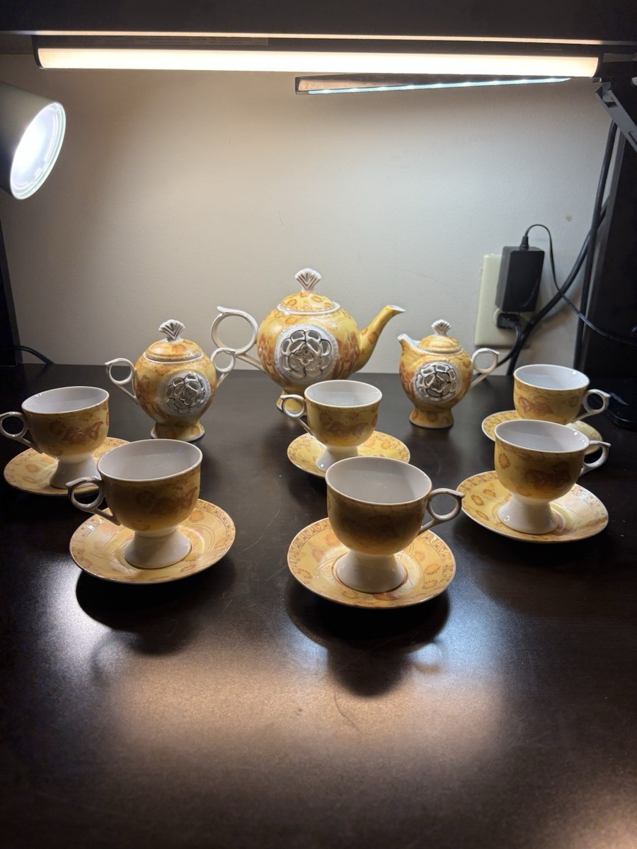 YAMASEN GOLD COLLECTION FINE PORCELAIN JAPAN 24KT GOLD PLATED TEA