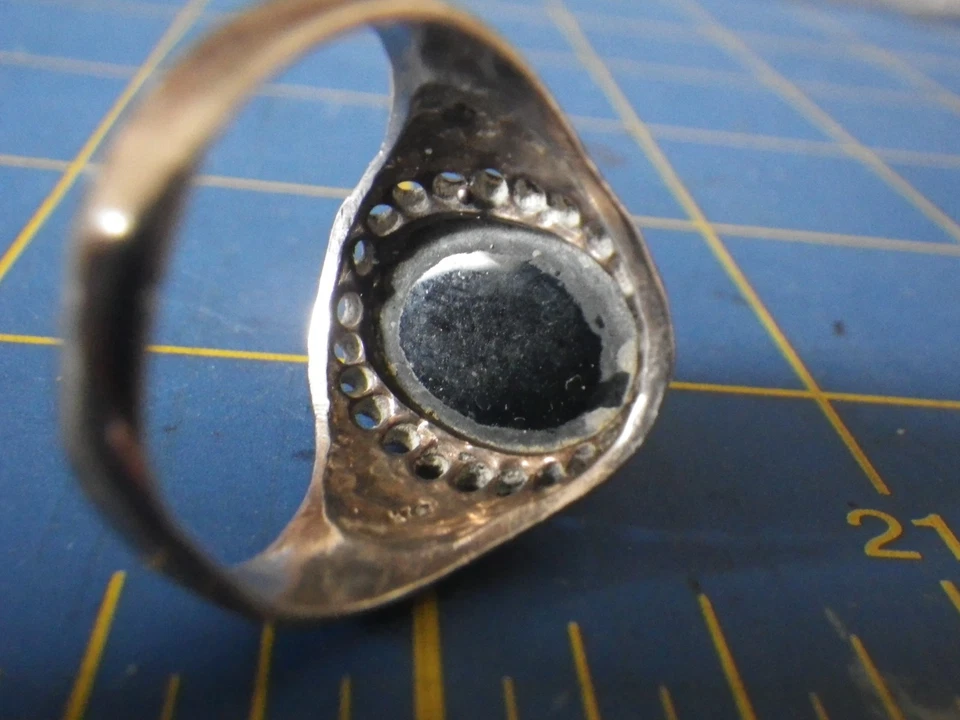 Anillo solitario Cabachon ONYX (NEGRO) - aluminio/plata - tamaño 11,5 - bellamente pulido Foto 4 de 4