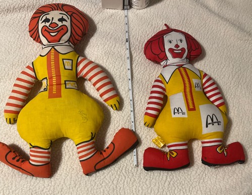 Vintage 1970s MCDONALD'S Fabric Plush Dolls Lot of 2 Ronald 16” & 13” 1980s
