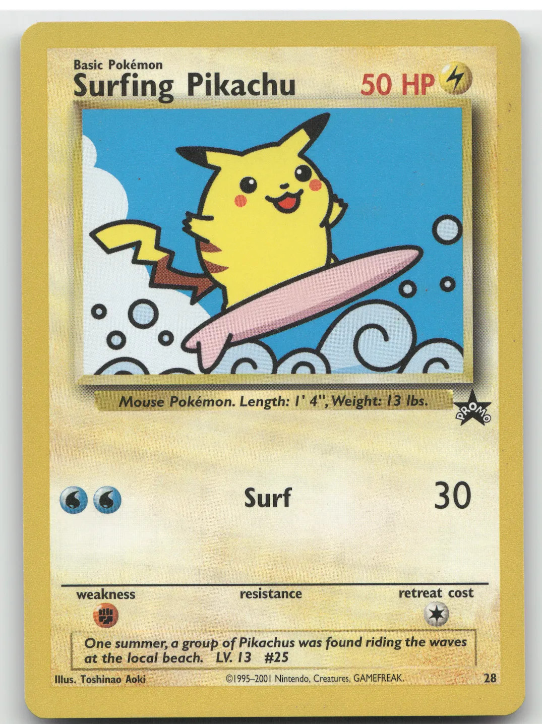 2001 Wizards Surfing Pikachu Black Star Promo #28