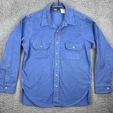 VTG Woolrich Chamois Shirt Mens Large Blue Long Sleeve Button Up Made in USA