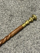 Vintage Solid Brass Head Handle Wooden Walking Stick Cane for Men, Women,Seniors