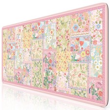 Pink Desk Mat for Keyboard and Mouse, Large Mouse Pad, Floral Desk Pad, Anti-...