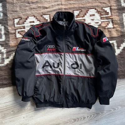 Vintage Audi Sport Racing Jacket Black Gray Red Embroidered