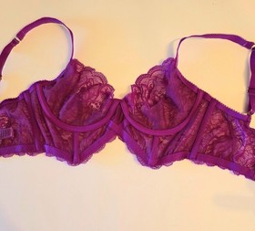 L' Agent By Agent Provocateur Bra 32-DD Magenta Leola UW Semi-sheer Lace EUC