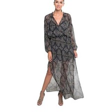 Love Stitch Gaited Sheer Floral Print Maxi Dress Black Size Medium BNWT