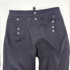 VTG 60s/70s US Navy Wool Sailor Pants Size 35R Dark Navy Bell Bottom Button Fly