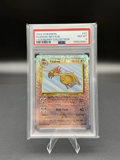 2002 POKEMON LEGENDARY COLLECTION #42 FEAROW-REVERSE FOIL PSA 8 NEW CERT