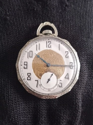 Antique pocket watch Elgin 17 jewels 14k Gold Filled Running