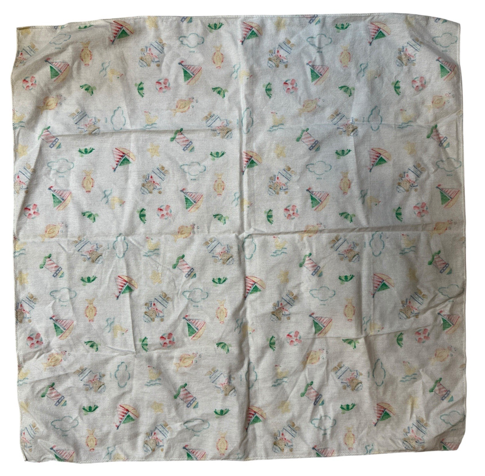 VTG Mount Vernon Mills Flannel Baby Receiving Blanket MVM Nautical Bears Riegel