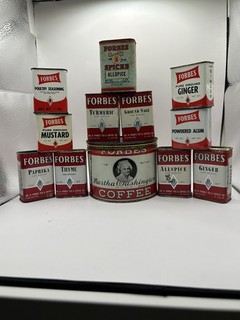 Mini Collection of a FORBES COFFEE & 11 Different FORBES Spice & Seasoning Tins