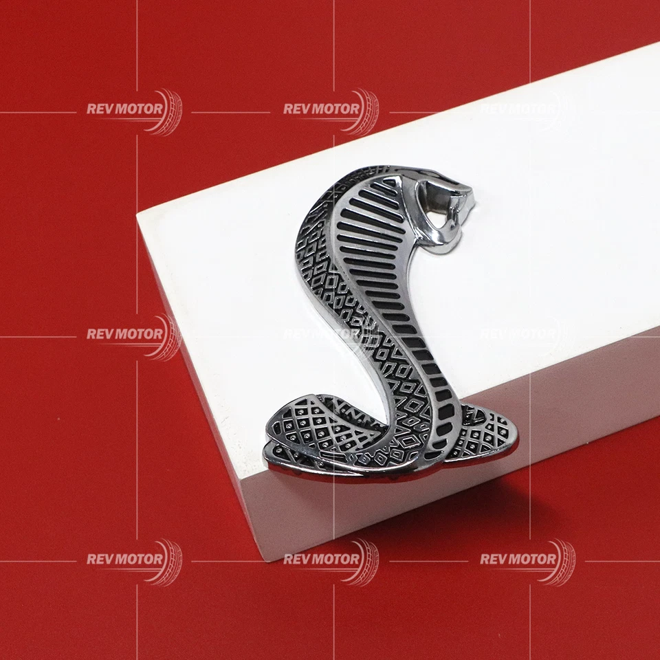 1x Front Grille Snake Emblem 3D Chrome Badge 4.5Inch Tall RH Fits for Mustang Foto 2 de 4