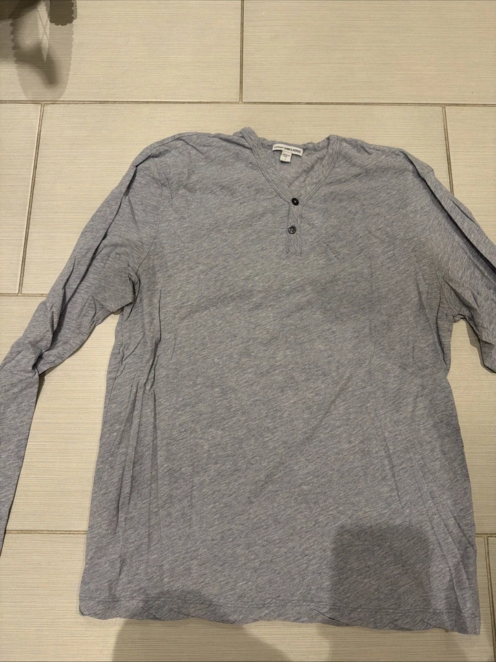 James Perse Men’s Henley, Lightweight , Long sleeve Shirt, Soft Blue - Image 2 of 4