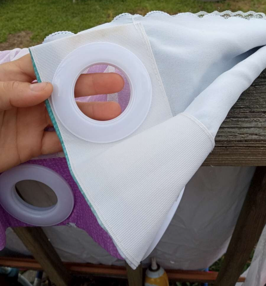 Scallop Edge Pink Purple Blue White Sheer Tulle Star Cut Outs Curtains ...