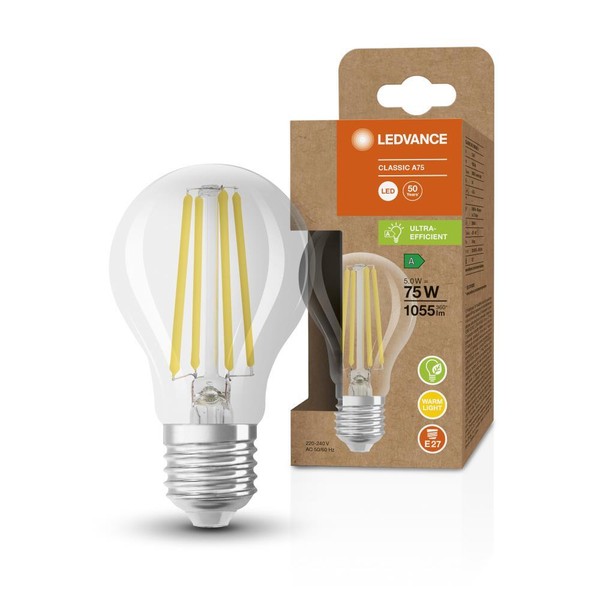 Ledvance E27 Besonders Effiziente Led Lampe Classic Klar 5W Wie 75W 3000K-image