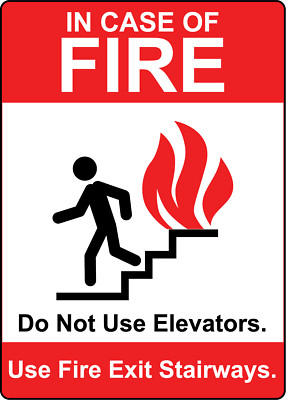 IN CASE OF FIRE DO NOT USE ELEVATORS 2 | Adhesive Vinyl Sign Decal