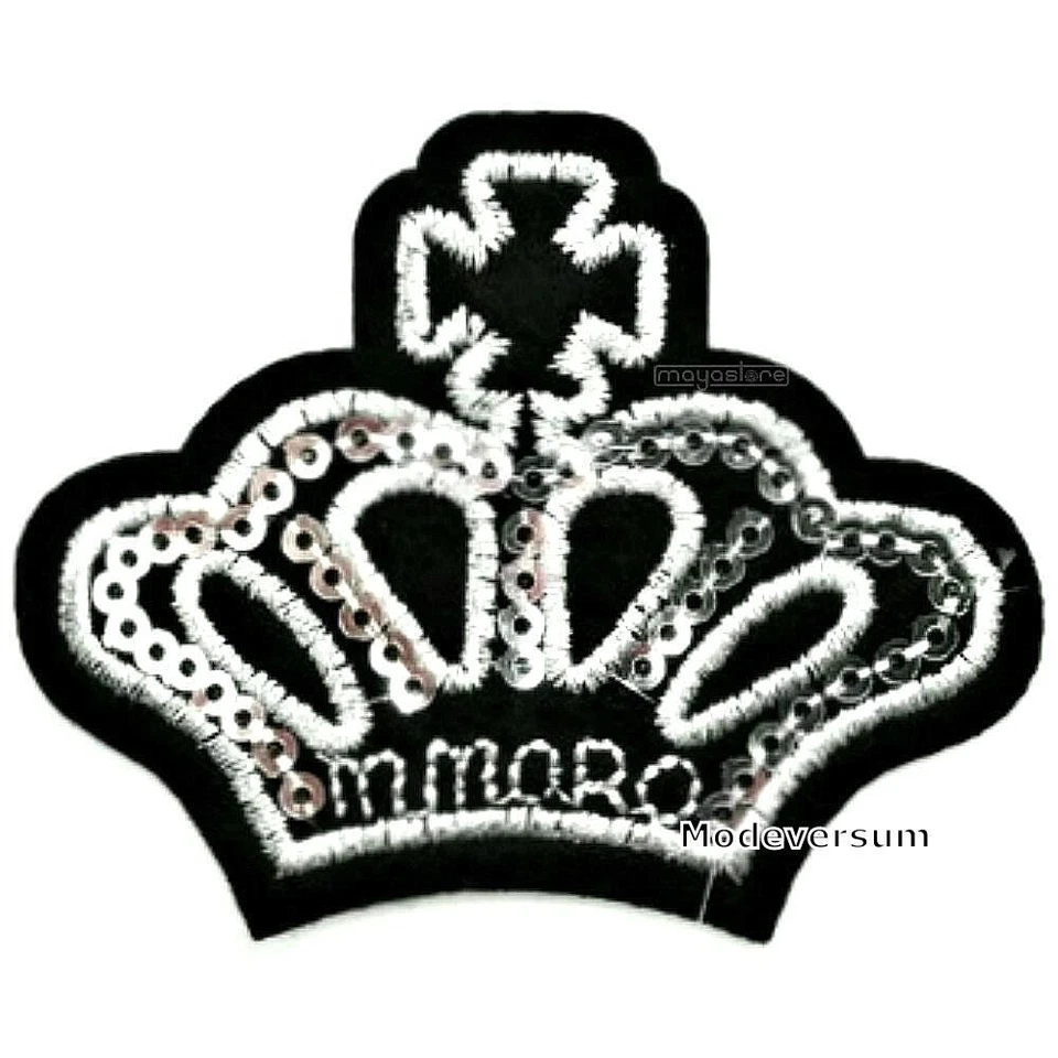 Bügelbild Aufbügler Aufnäher Patch Applikation Strass Paillette Sticker_Krone Si - Bild 2 von 2