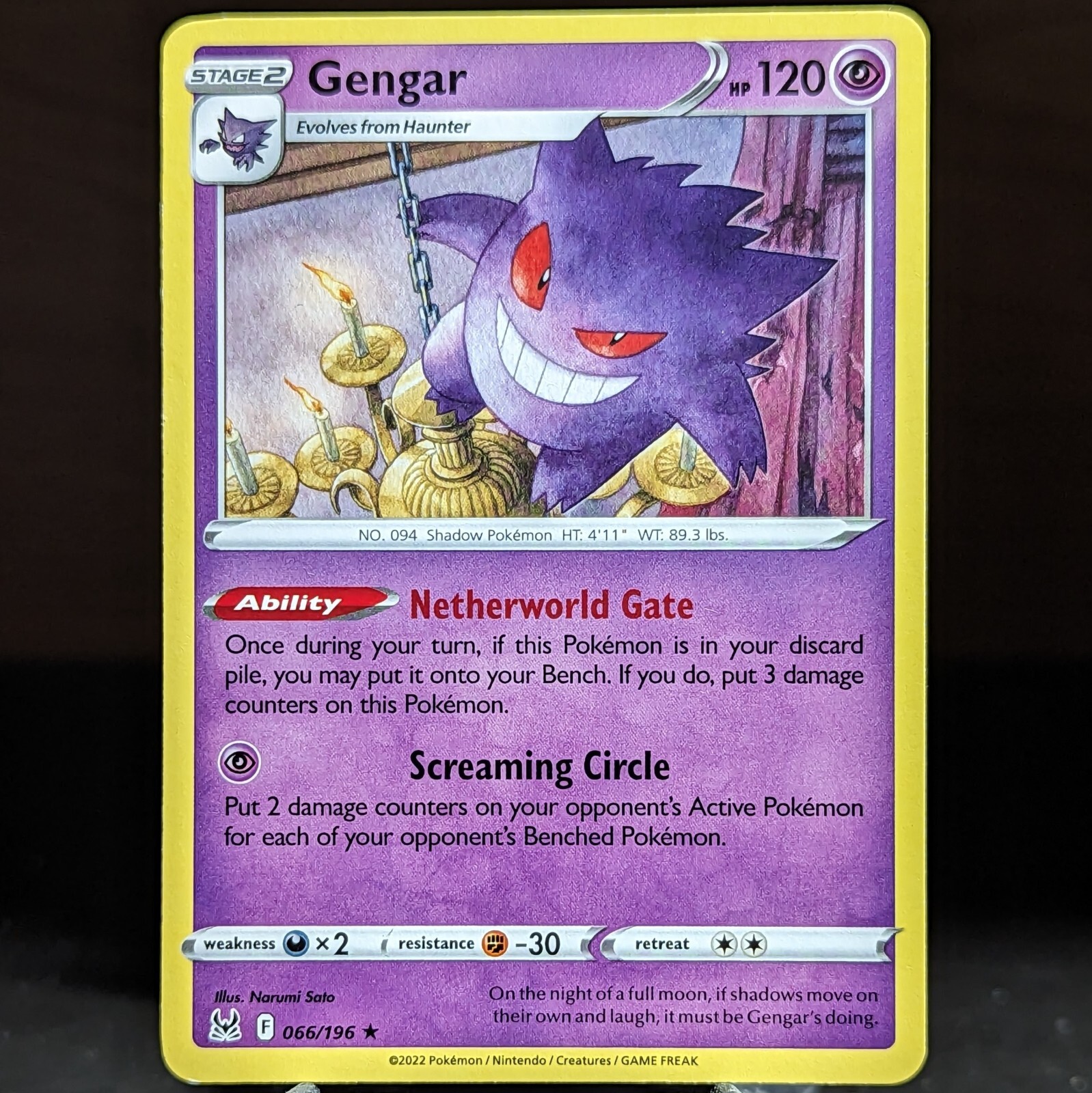 Gengar 066/196 Theme Deck Exclusive Lost Origin Pokemon Card Promo 66/196 spooky