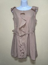 Very J Dress Ruffled FRONT BEIGE SZ L NEW