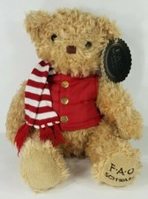 NWT FAO Schwarz brown 12 inch puffer vest teddy bear plush stuffed animal 2018