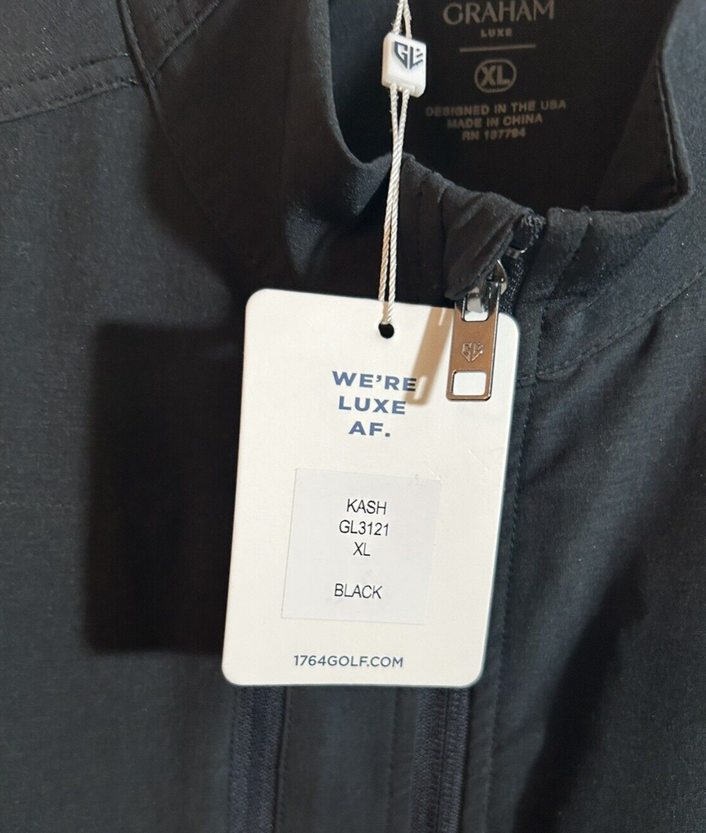 Mens XL Graham Luxe Kash Black Full Zip Performance Windbreaker