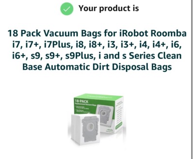 18 Pack Vacuum Bags for iRobot Roomba i7, i7+, i7Plus, i8, i8+, i3, i3+, i4, i4