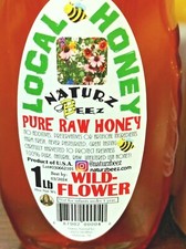 RAW WILDFLOWER HONEY 1LB 454g 100% PURE LOCAL LIGHTLY FILTERED Glass Jar 