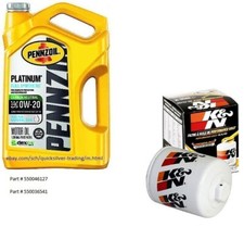 Pennzoil Platinum 0W-20 Full Synthetic Motor Oil, 5 Quarts w/K&N Oil Filter