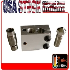 V6 Hotend Copper Plated Volcano Heat Block, Nozzle, Titanium Heatbreak