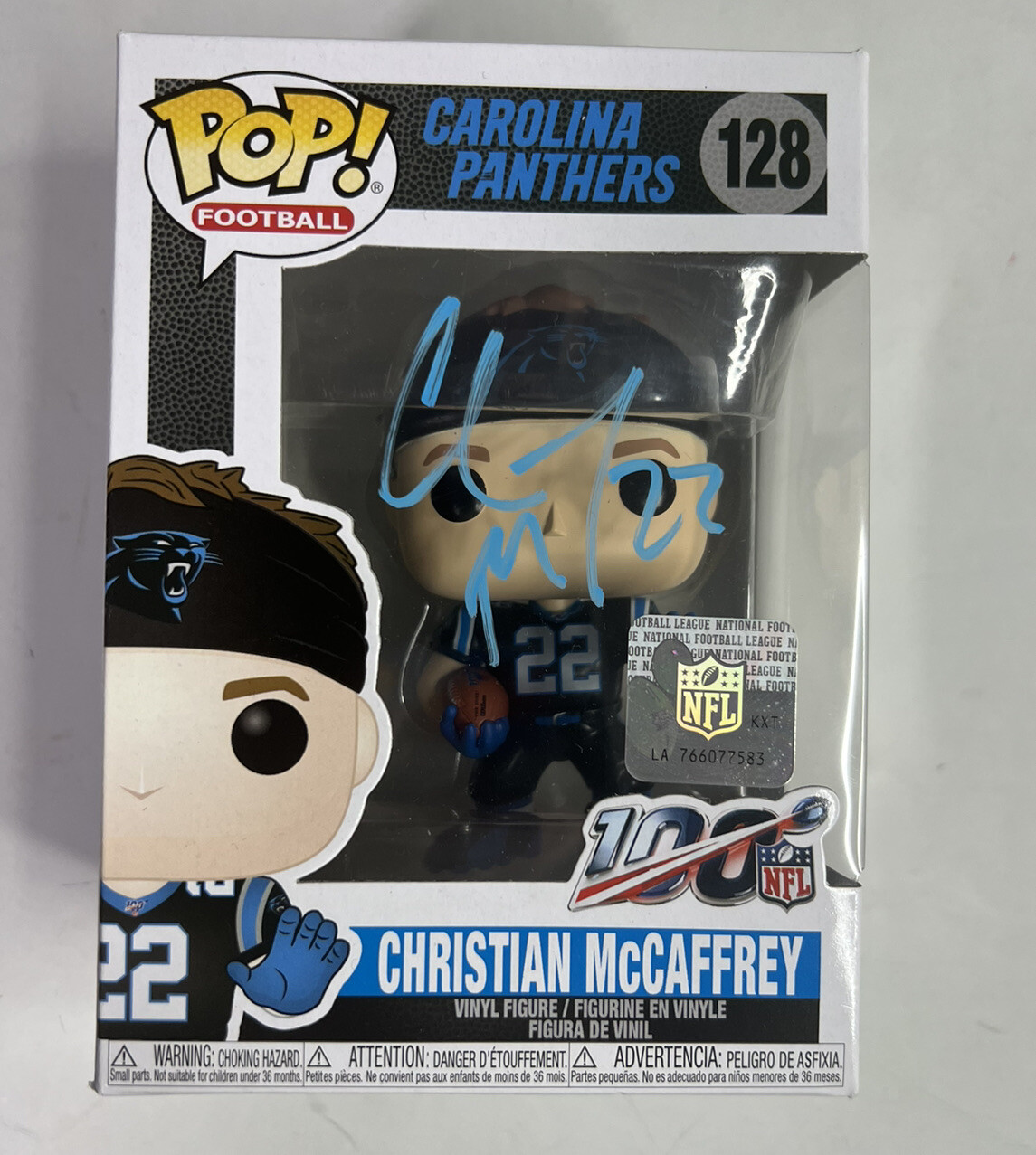 Christian Mccaffrey Autographed Signed Carolina Panthers Funko Pop 128- BAS COA! 