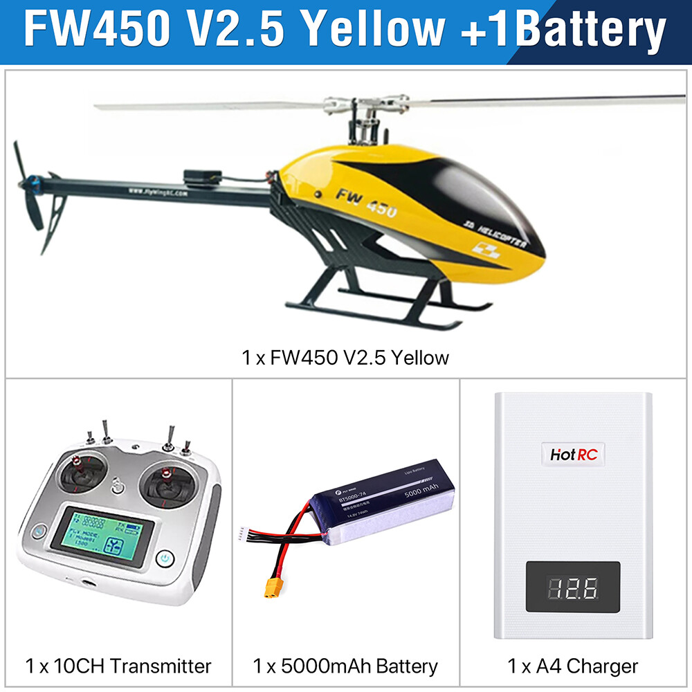 Fly Wing FW450L V2.5 RC Helicopters FBL 6CH 3D GPS w/H1 Flight Control