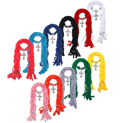 Elegant Cross Charm Pendant Jewelry Necklace Scarf - Diff. Colors Available SP6