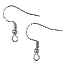 100 Earring Wires Fishhook Ball Earwires Solid Stainless Steel Beading Findings