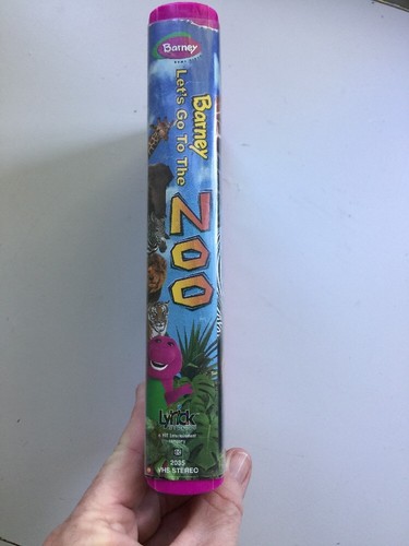 2001 BARNEY LET'S GO TO THE ZOO VHS CLAMSHELL PURPLE DINOSAUR - Picture 4 of 6