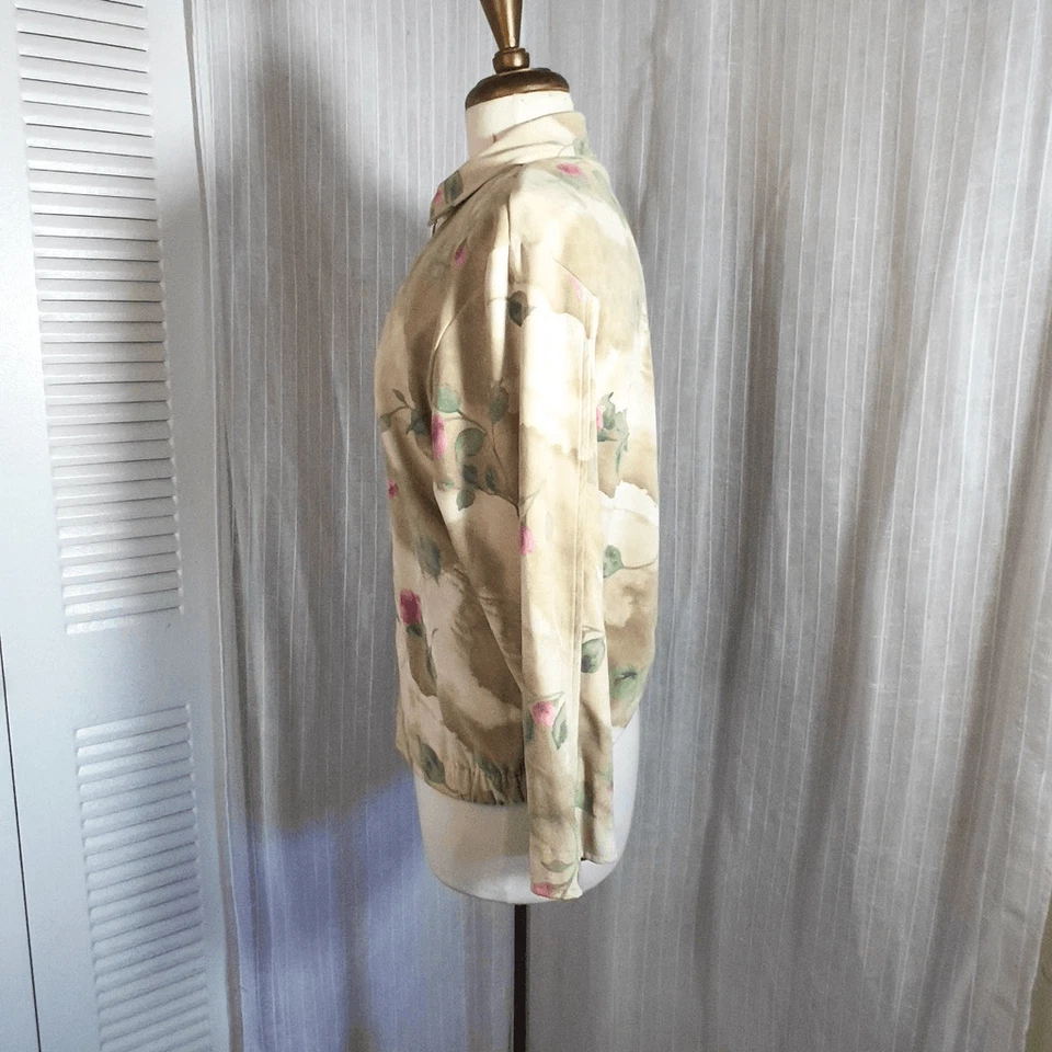 Teddi Petites | Women’s | Jackets | Petite S | Vintage Cream Floral Suede Lightw - Image 3 of 4