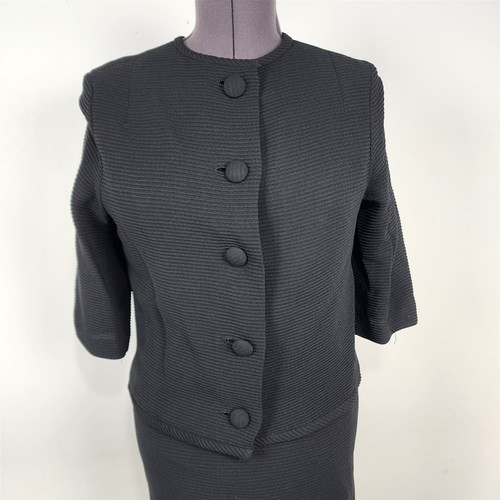 Vintage 1960s R&K Originals Black Pencil Dress w/ Jacket Union Made - Picture 2 of 9
