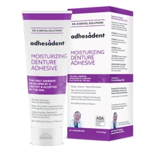 Adhesadent Moisturizing Denture Adhesive, 2.4 oz Tube - Strong Long-Lasting Hold