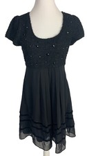 Anthropologie A'Reve beaded Bodice Fit & Flare Dress- Sz M-Black