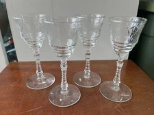 vintage libby rock crystal tall wine glasses set of 4 Glass Set